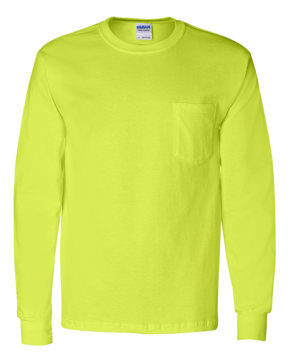 Gildan - Cotton Long Sleeve High Visibility T-Shirt with a Pocket - 2410 | Action Safety